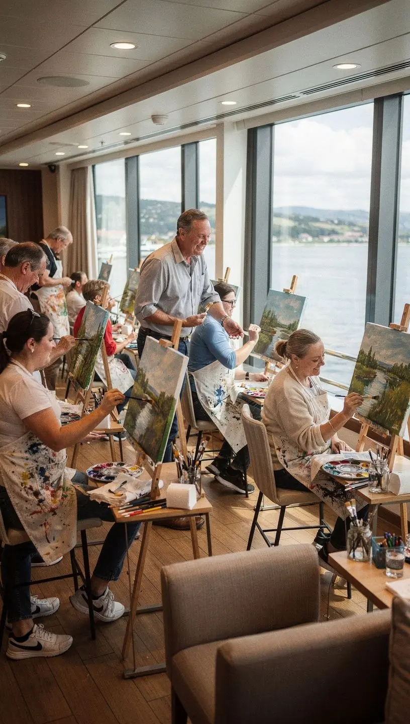 Корабль, плывущий по живописной реке с зелеными берегами.