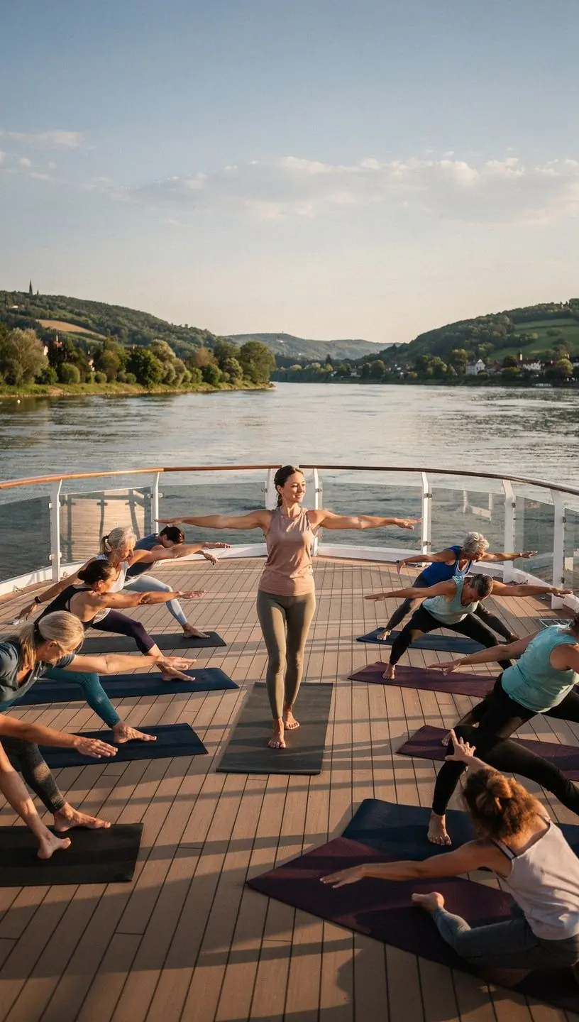 Вид на закат над рекой, отражающийся в спокойной воде.